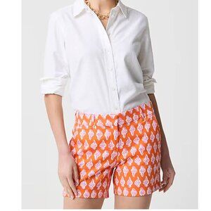 J Crew Women's 5" Classic Chino Short Cotton Allover Print Beach Sporty Orange